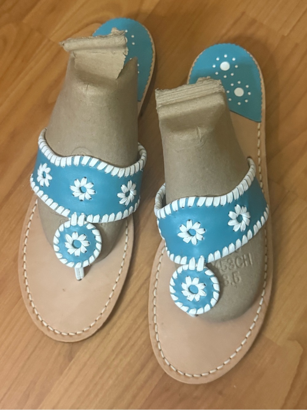 Sandals Thongs Flat teal  turquoise  Leather Size 10